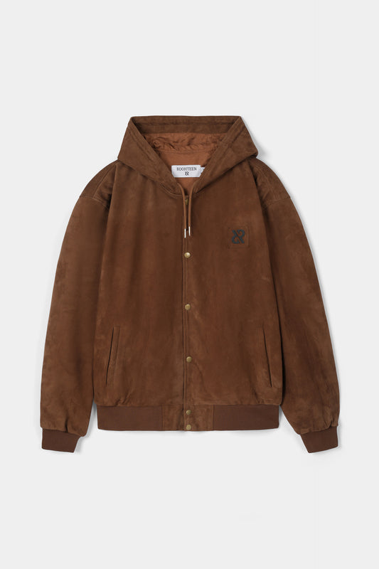 سترة بغطاء رأس بلون الكاكاو الأردوازي