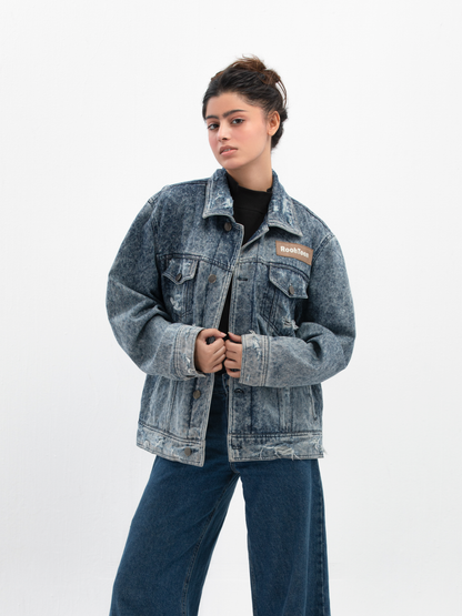 سترة جينز ممزقة مقاومة للأحماض