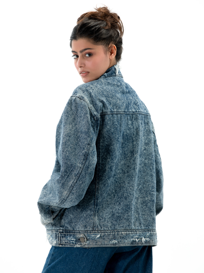 سترة جينز ممزقة مقاومة للأحماض