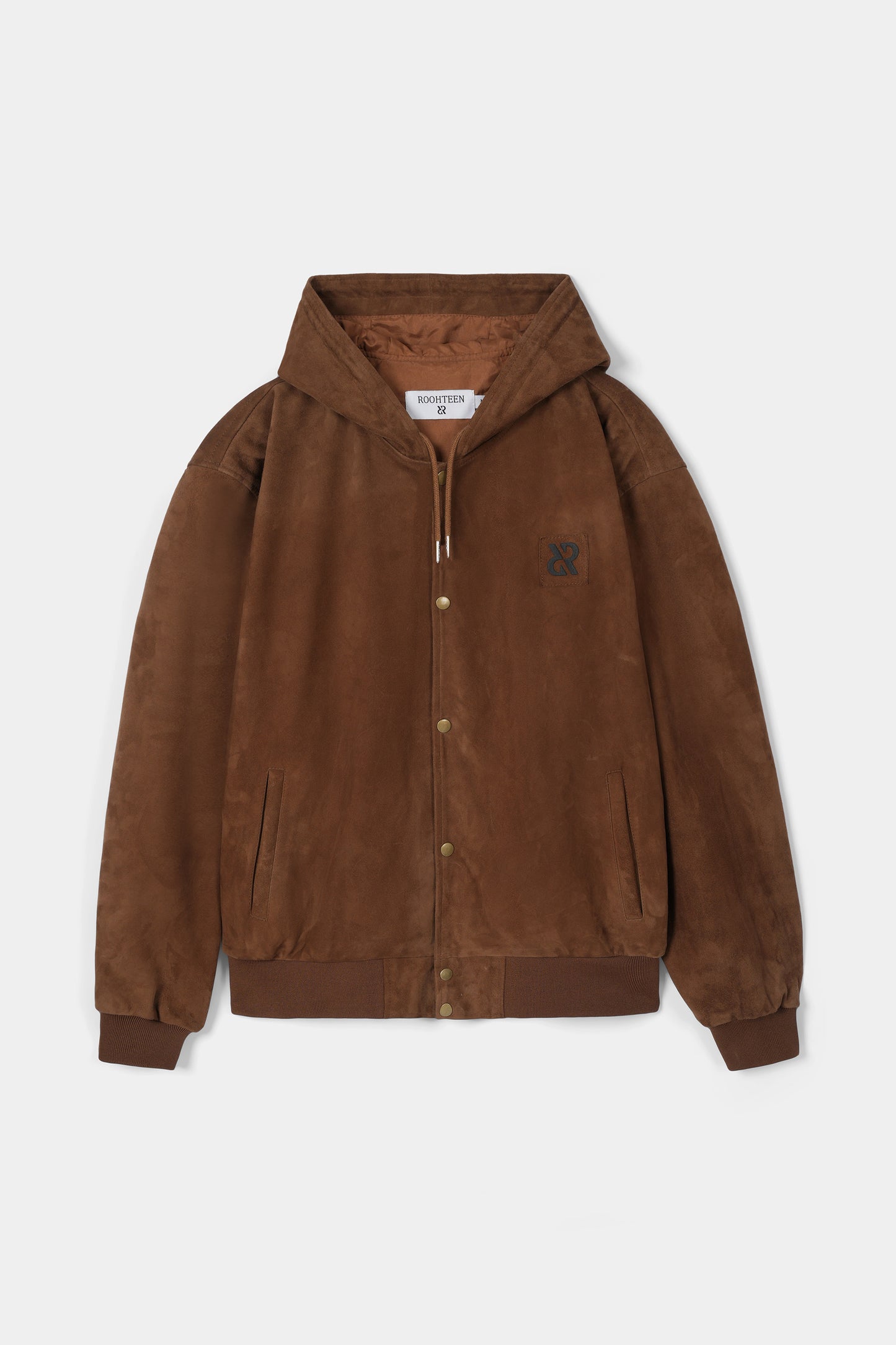 سترة بغطاء رأس بلون الكاكاو الأردوازي 