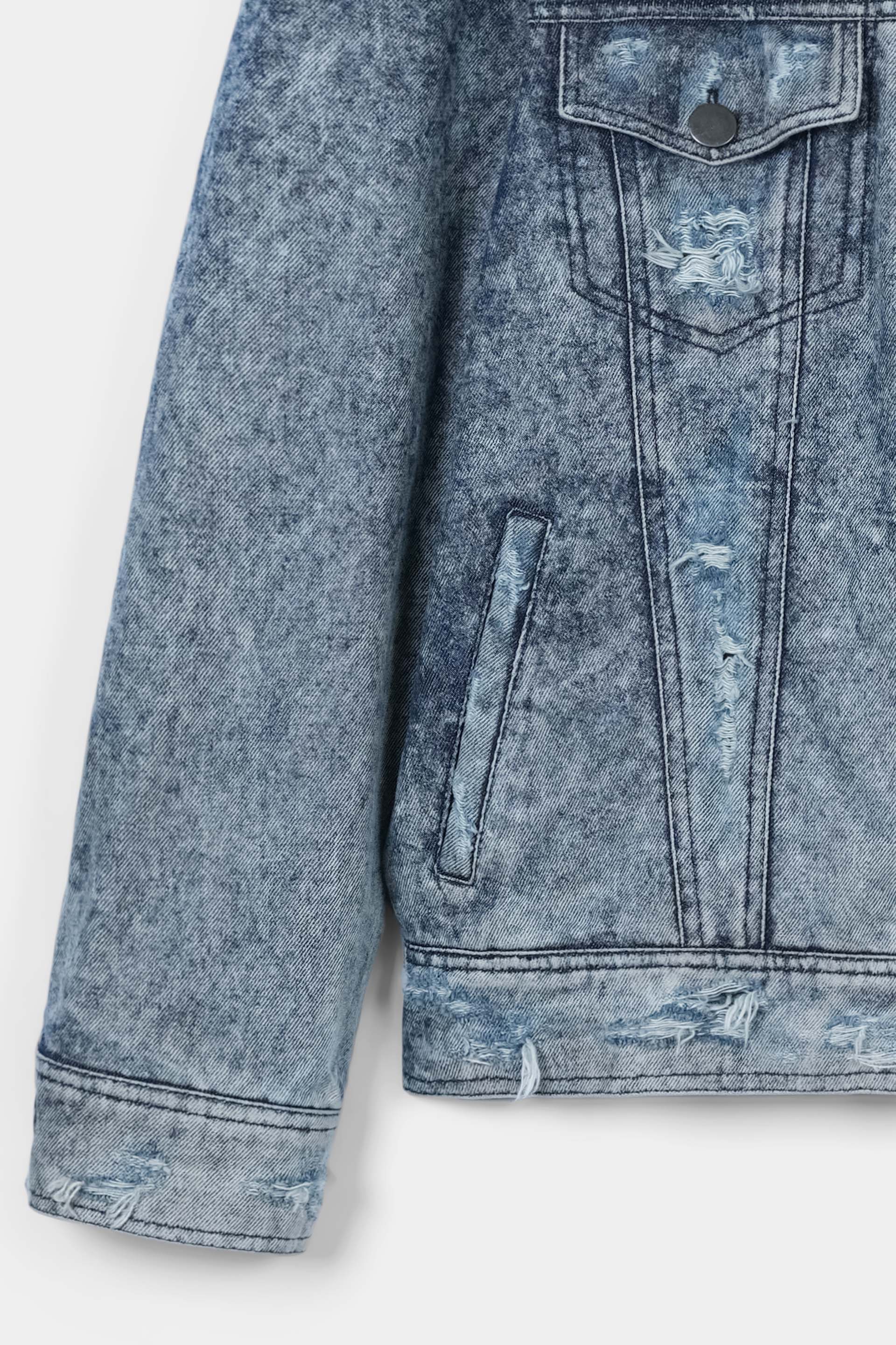 Acid Wash Distressed Denim Jacket - Vintage Style | ROOHTEEN