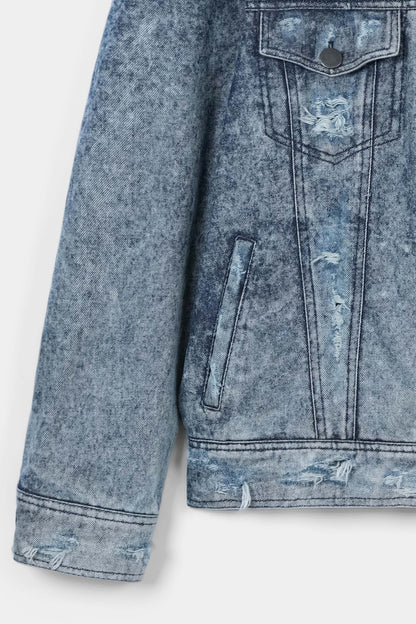 سترة جينز ممزقة مقاومة للأحماض