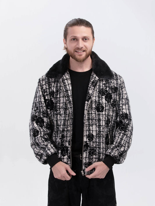 Black Petal Luxe Jacquard Jacket