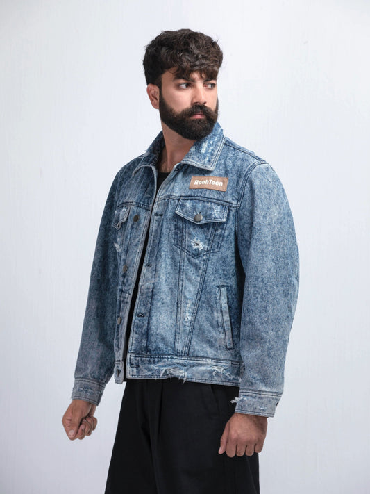 Acid Wash Distress Denim Jacket