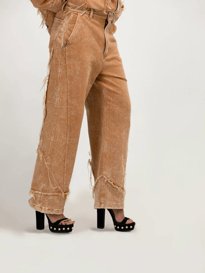 بنطال جينز شاتر بلون الخردل