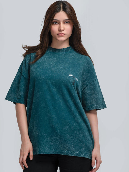 تي شيرت حمض ريليك أزرق مخضر