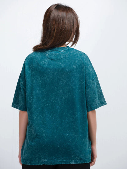 تي شيرت حمض ريليك أزرق مخضر