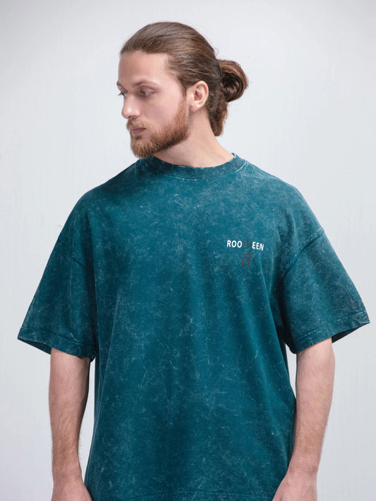 تي شيرت حمض ريليك أزرق مخضر