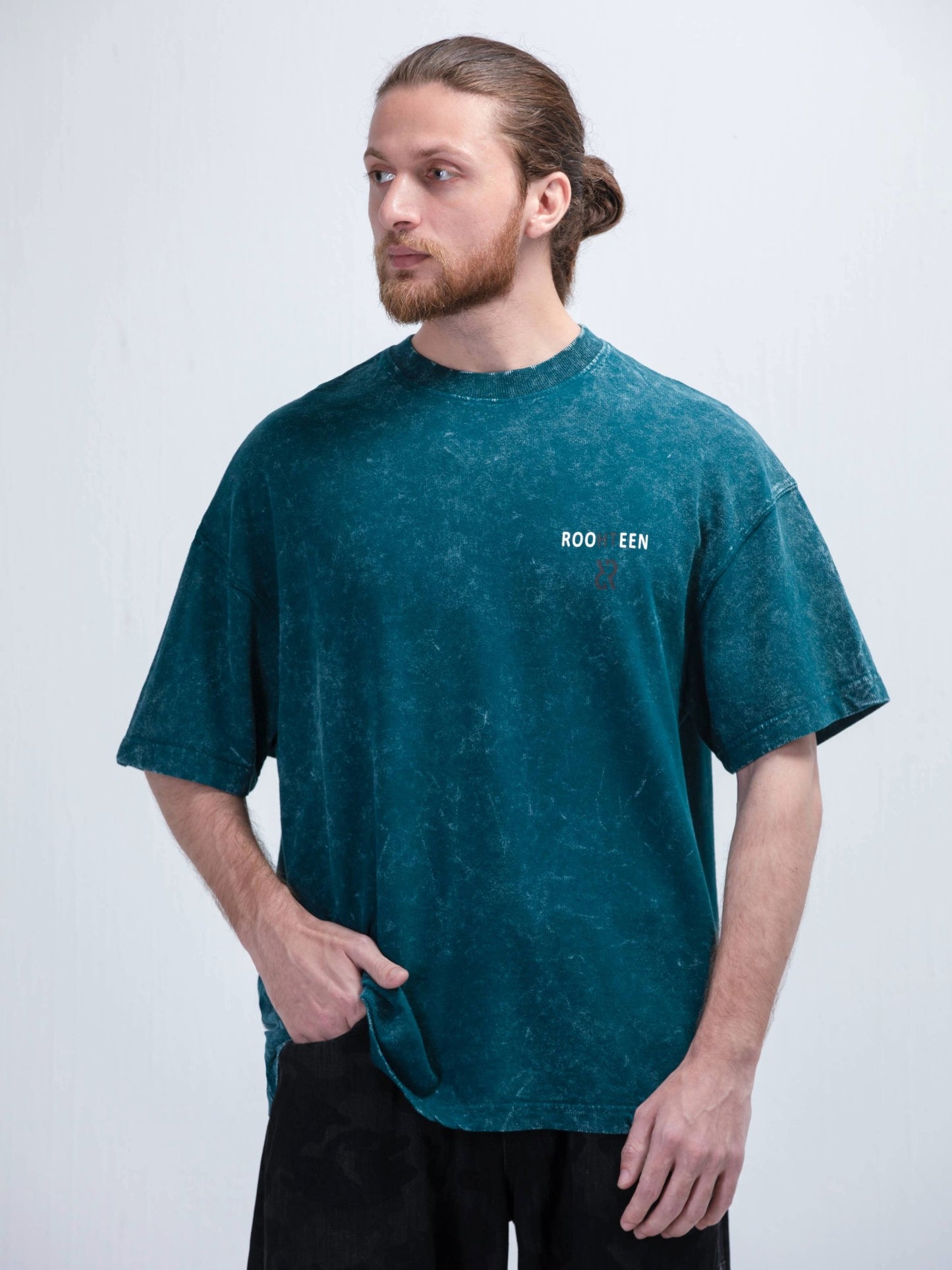 تي شيرت حمض ريليك أزرق مخضر